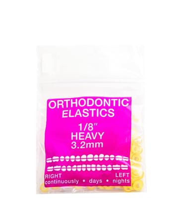 Orthodontic Intraoral Elastics 10 bag x 100pcs - Heavy 1/8" 6.5 oz 3.2mm Surgical Latex - 1000pcs Dental natural material - Made in USA - Orthodentalusa Corp.