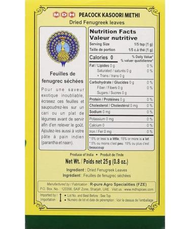 MDH Kasoori Methi Leaves - Dried Fenugreek Leaves 25g | Authentic Indian Spice - Buy Online on GoSupps.com