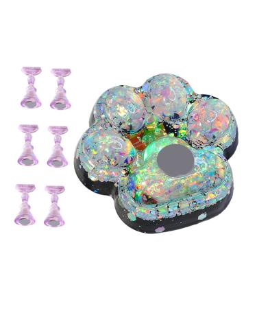 Didiseaon 1 Set Nail Practice Holder Nail Art Tools Magnetic Tool Nail Practice Stand Base Nail Tip Holder Cosmetic Nail Accessories Nail Stands for False Nails Manicure Crystal Glue
