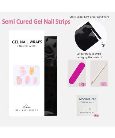 Semi Cured Gel Nails Strips 16 Stickers Nail Wraps Long Lasting Gel Nail Stickers with Soft Glossy Gel Finish Salon-Quality Gel Nail Strips for Nails French Tip Manicure UV/LED Lamp Required - Buy Online on GoSupps.com