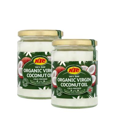 KTC Organic Virgin Coconut Oil | 500ML | Coconut Butter | Copra Oil | Coconut Absolute | 100% Naturally | Great for Skin And Hair | Cooking Oil | Indian Origin (Pack of 2) Organic Coconut 500ML Pack 2