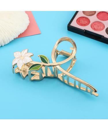 Gold Lily Flower Metal Hair Claw Clip for Thick, Thin, Curly Hair - Fashion Hair Accessory for Women and Girls - Buy Online on GoSupps.com