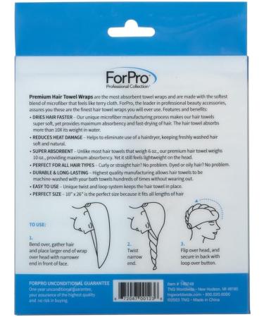 ForPro Professional Microfiber Hair Towel Wrap - 2 Pack Quick Dry Turban for Women | Cool Grey & Sky Blue | Premium Quality Fast Drying International Shipping - Buy Online on GoSupps.com