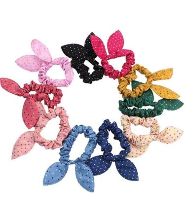Lancer 10 PC hair scrunching bunny-ears scrunchy hair rope ponytious-elastic hair provides hair bars hair accessories (random color)