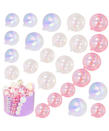 24 PCS Balls Cake Toppers Bubble Balls Mini Balloon Cake Topper Pearl Insert Cupcake DIY Decoration for Wedding Anniversary Graduation Birthday Party Baby Shower Clear White Pink