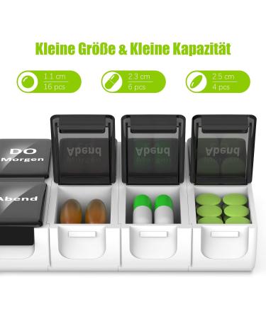 Shop Black 7-Day Pill Box - 2 Compartment Weekly Medication Organizer for Travel & Home - Buy Online on GoSupps.com