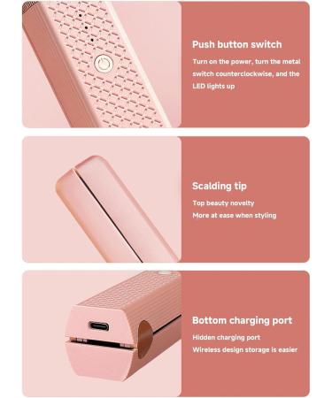 Portable Cordless Flat Iron - Even Heating Ceramic Hair Straightener for Short Hair & Curls - Ideal Styling Tool for Home & Salon - Pink - Buy Online on GoSupps.com