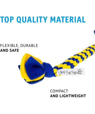Fleece Dog Tug Toy for Medium and Large Dogs - Soft Handmade Dog Rope Safe for Gums and Teeth Tug of War Puppy Play - LARGE: 21in blue and yellow - Buy Online on GoSupps.com
