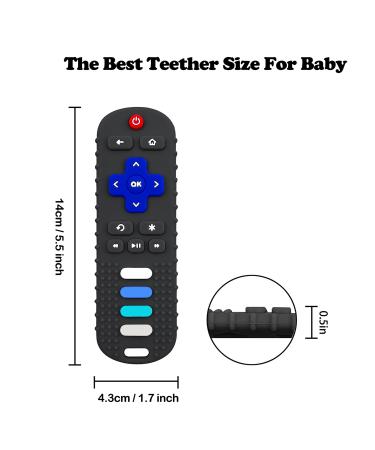 ERSIHUA 2-Pack Silicone Baby Teething Toys - TV Remote Teethers for 6-12-18 Months Infants - Fire Remote Shape Toddlers Silicone Teether - Sensory Toy for Boys and Girls (Black+Blue) - Buy Online on GoSupps.com