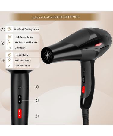 Professional Ionic Hair Dryer 2400W | Fast-Drying & Quiet | Salon-Quality Dryer with Diffuser | Blue Light Technology | Perfect for Women & Men - Buy Online on GoSupps.com