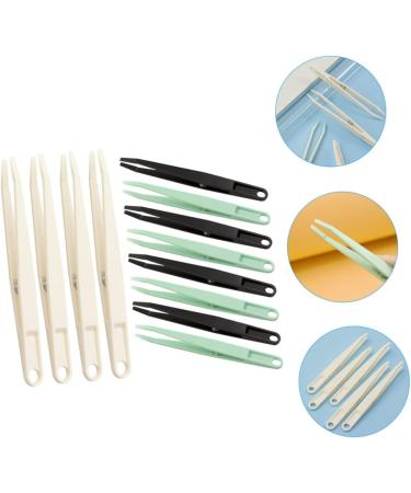 Stobok 12-Piece Flat Head Tweezers Set - Perfect for First Aid Trimming Nasal Hair and Eyelash Extensions - Pink Plastic Tweezers for Precision Use - Buy Online on GoSupps.com