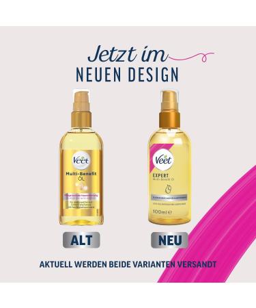 Reckitt Benckiser Veet Expert MultiBenefit Oil 100 natural origin with vitamins & omega 3 body oil before shaving and after hair removal moisturizing shaving oil for body and face 100 ml - Buy Online on GoSupps.com
