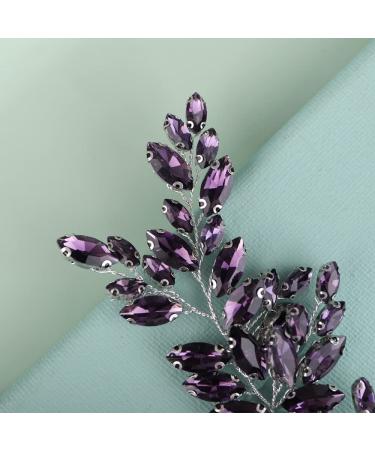 Kercisbeauty Purple Crystal Wedding Bridal Headband | Rhinestone Silver Hair Piece for Women & Girls - Updo Hair Jewelry - Buy Online on GoSupps.com