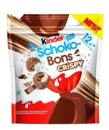 Kinder Schoko Bons Crispy 67g Crispy rice pieces in delicate milk chocolate with hazelnut filling + GETZH ThankYou Sticker