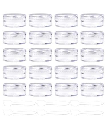 Hnmedia 20 Pieces 10ml Plastic Cosmetics Container Pots with Screw Lids/Travel Pots for Cream Makeups Lotion Nail Powder Eye Shadow Medicine Storage Includes 6 Pieces Mini Spatula (Clear)