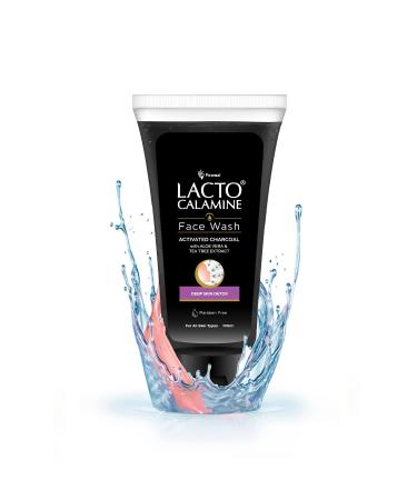 Lacto Calamine Activated Charcoal Face Wash with Aloe Vera & Tea Tree Extract for Deep Skin Detox. Removes impurities and fights blackheads & whiteheads. No Parabens No Sulphates - 100 ml Pack of 1 Pack of 1 100 ml