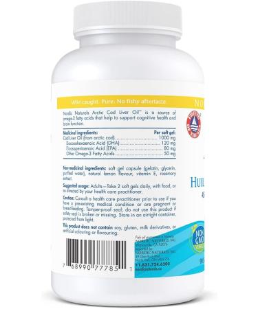 Nordic Naturals Arctic CLO - Cod Liver Oil Promotes Heart and Brain Health Lemon 90 Count - Buy Online on GoSupps.com