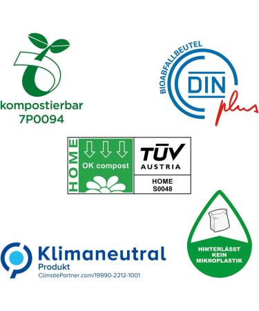 Biomat Compostable 20L Organic Waste Bags with Handle - 130 Premium Quality Bags DINPlus Certified Climate-Neutral Made in Germany (5 Pack) - Buy Online on GoSupps.com