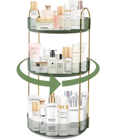 360 Rotating Makeup Organizer 3-Pack Green - Large Capacity Spinning Holder for Cosmetics, Perfumes, and Makeup Brushes - Vanity Shelf Countertop Storage Box - Buy Online on GoSupps.com