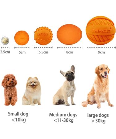 Laroo Durable Dog Toys - Squeaker Dog Ball & Football for Small & Large Dogs | Natural Rubber 5cm Orange - Buy Online on GoSupps.com