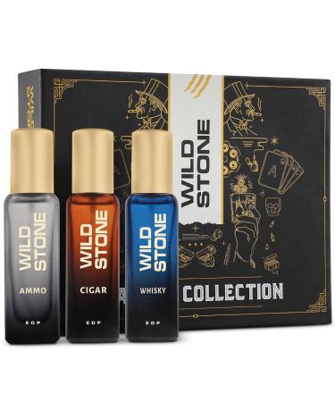 Wild - Stone's Perfume Gift Set of Cigar Ammo and Whisky Perfume for Men Pack of 3 (20ml each) | Gift Set for Men | Premium Long Lasting Perfume