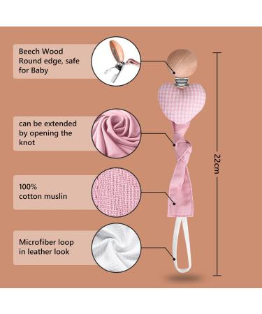 Paperkiddo 2pcs Unisex Pacifier Chain & Band | Nickel-Free Clips | 22cm Bauhmwoll-Musselin | Perfect for Bib & Triangular Sucker | Love + Stars Design - Buy Online on GoSupps.com