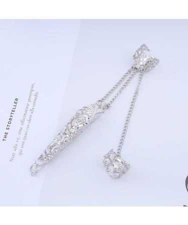 Dervivea Punk Finger Nail Claw Rings Silver Finger Ring Chain Ancient Queen Costume Fingernail Gothic Finger Ring Nail Jewelry for Women and Girls - Buy Online on GoSupps.com