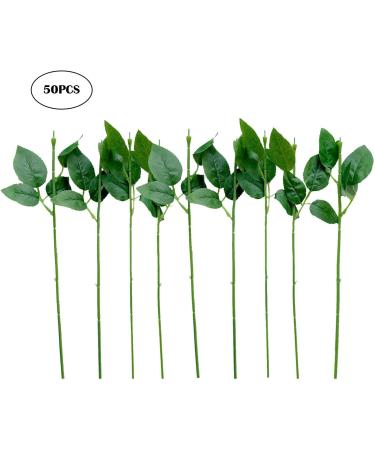 Yesok 50Pcs Floral Wire Stems with Leaves for DIY Craft Bouquet Making - Buy Online on GoSupps.com