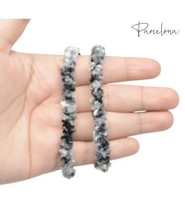 Parcelona Set of 4 Chenille Ponytail Elastic Hair Ties | Non-Slip & Metal-Free Hair Accessories for Women - Gray-Black - Buy Online on GoSupps.com