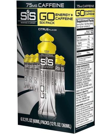 Science in Sport Energy Caffeine Gels - 22g Carbohydrates, 75mg Caffeine, Citrus Flavor - 6 Pack - Buy Online on GoSupps.com