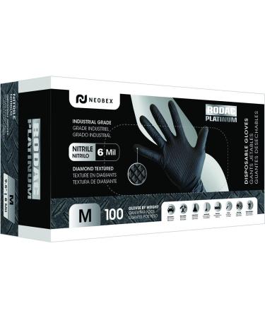 INDUSTRIAL GRADE NITRILE GLOVES WITH TEXTURED FINGERTIPS BLACK 6 MIL MEDIUM (100 PER BOX)
