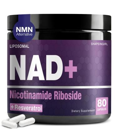 NAD Supplement - Nicotinamide Riboside Resveratrol 900mg, Liposomal NAD Supplement for Women and Men, NAD Plus Pure Organic 80 Count (Pack of 1)