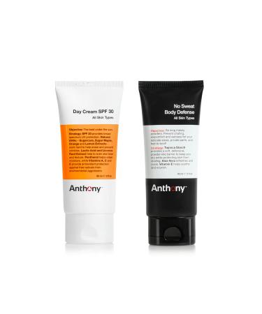 Anthony Sun Essentials Duo Day Cream SPF 30 Men s Face Moisturizer with Sunscreen and No Sweat Body Defense Deodorant