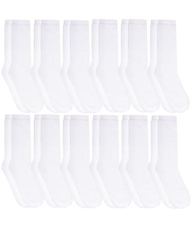 12 Pairs of Yacht & Smith Women Value Pack of Ring Spun Cotton Crew Diabetic Nephropathy Socks One Size 12 Pairs Womens White