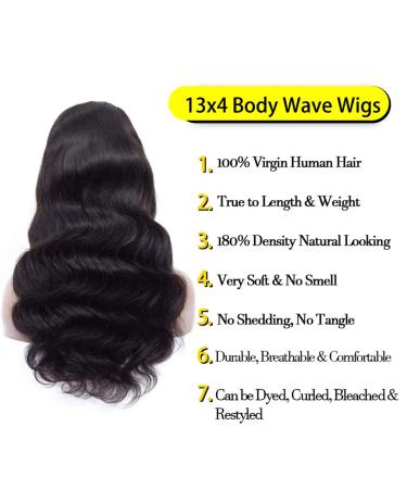 30 Inch Body Wave Lace Front Wig | Human Hair 13x4 HD Transparent Lace Frontal | Pre Plucked 180% Density | Glueless Wigs For Black Women | Natural Color - Buy Online on GoSupps.com
