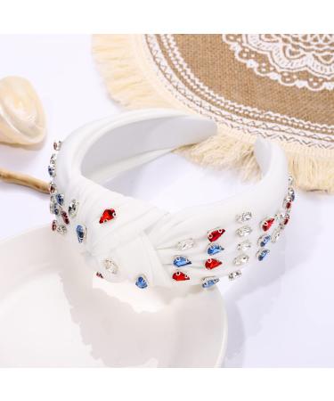 4th of July Rhinestone American Flag Headband for Women - Red White Blue Crystal Twist Turban - Buy Online on GoSupps.com