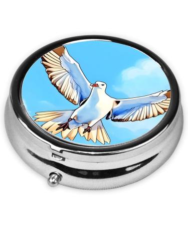 Seagulls in Flight Round Pill Box | 3-Compartment Portable Pill Organizer for Purse & Pocket - Ideal for Travel - Buy Online on GoSupps.com
