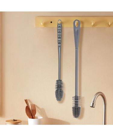 2 Pcs Long Handle Silicone Bottle Cleaner Brush Set - 360 Rotating Baby Bottle Brushes for Cleaning Bottles, Cups, and Glassware - Buy Online on GoSupps.com