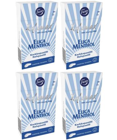 Fazer Xylimax Eucamenthol Lot de 4 bo tes de 38 g sans sucre 100 % xylitol Pastilles Dragees Menthes Bonbons Bonbons