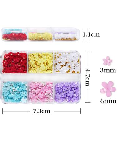 3D Colorful Flower Nail Charms - 2 Boxes, 6 Grids, Rhinestone, Pearl, Gold & Silver Beads - DIY Nail Decor for Cherry Blossom Art - Buy Online on GoSupps.com