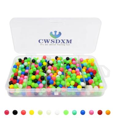 CWSDXM Fishing Beads 6mm 8mm Fishing Beads Round Mixture Fishing Beads Bait Kits for All Sort Fishing Rigs Saltwater/Freshwater 6mm multi-color beads(500pcs)