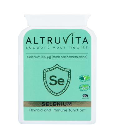 Altruvita Selenium | 100 g | 60 Days Supply | Maintain normal function of Thyroid & immune function | Maintain normal Hair & Nails | 60 Vegan Capsules