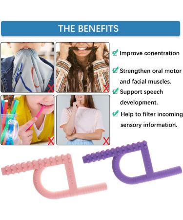 Sensory Oral Motor Chew Tool for ADHD Autism SPD - Pink Purple Special Needs Chewies for Oral Motor Stimulation - Sensory Autistic Aid - Buy Online on GoSupps.com
