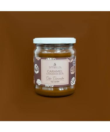 Premium Soy Wax Odor Eliminator Candle 12oz - Caramel Cinnamon Bun Scent - 100% Cotton Wick - Eliminates Odors from Food, Pets, Smoke & More | Fragrance Candle - Buy Online on GoSupps.com