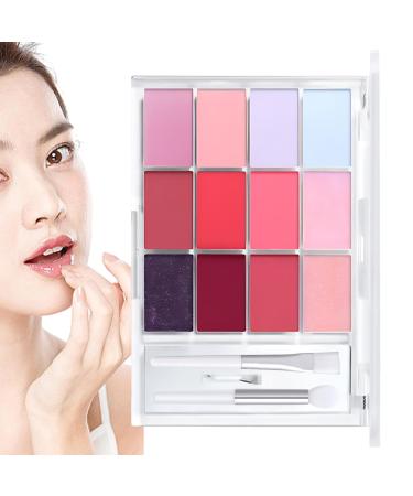 zwxqe Lip Gloss Palette 12 Colors Shine Tint Hydrating Mouth Compact Moisturizing Color Lipstick Makeup for Women Girls Perfect for Daily Wear and Lips 01