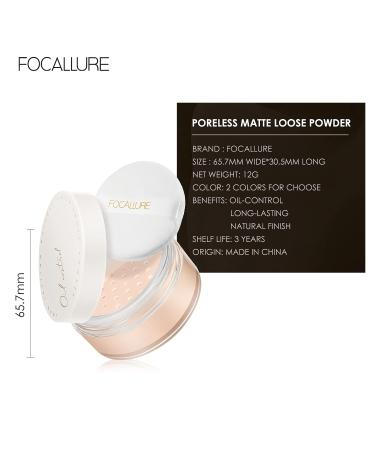 Focallure PerfectBase Oil-Control Translucent Loose Setting Powder Medium 02 with Super Soft Powder Puff - Long-Lasting Shine-Free Finish - Buy Online on GoSupps.com