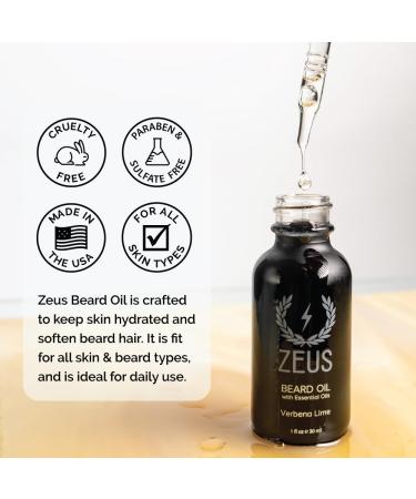 ZEUS Natural Beard Oil - Premium Sandalwood Conditioning Oil for Beard & Mustache - Made in USA - 1 oz - Softens & Nourishes - Buy Online on GoSupps.com
