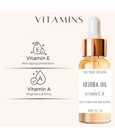 THE PURE SPLASH Jojoba Oil with Vitamins A and E Deep Hydration & Repair | Lightweight Non-Greasy Face and Body Oil | Antioxidant-Rich Skincare for Soft Radiant Skin | 60ml - Buy Online on GoSupps.com