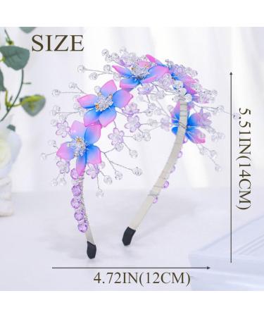 IYOU Floral Wedding Headbands Purple Sparkly Crystal Headpiece Birthday Bridal Wedding Hair Hoop for Flower Girls - Buy Online on GoSupps.com