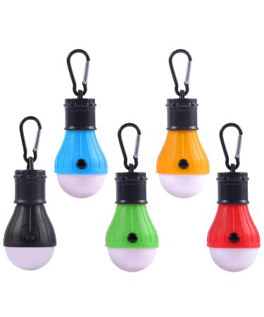 5 Packs Camping Light Bulb Portable LED Camping Lantern Camp Tent Lights Lamp Camping Gear and Equipment with Clip Hook for Indoor and Outdoor Hiking Backpacking Fishing Outage Emergency